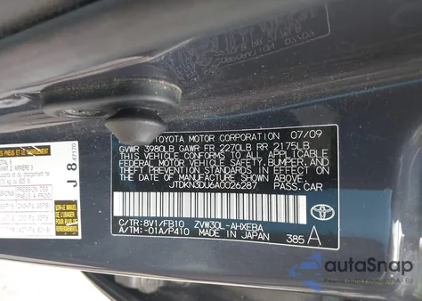 2010 Toyota Prius Iii from USA, damaged, VIN JTDKN3DU6A0026287